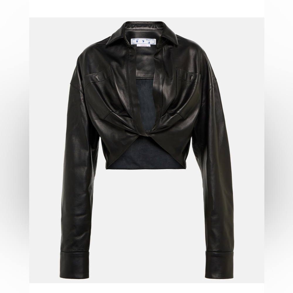 Off-White Leather Twist Top Crop